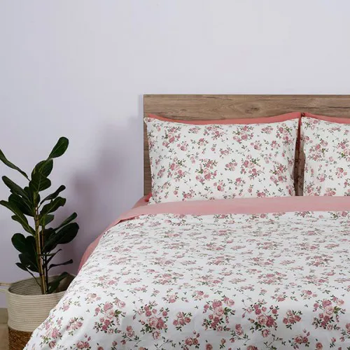 Σετ Σεντόνια Cotton Feelings 929 Pink Μονό με λάστιχο(105x205 30)