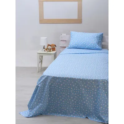 Σετ Σεντόνια cotton feelings 22 blue Μονό με λάστιχο(105x205 30)