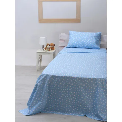 Σετ Σεντόνια cotton feelings 22 blue Μονό με λάστιχο(105x205 30)