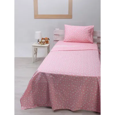 Σετ Σεντόνια cotton feelings 22 Pink Μονό με λάστιχο(105x205 30)