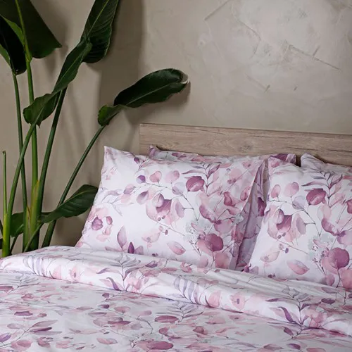 Σετ Σεντόνια Cotton Feelings 932 Lila Μονό με λάστιχο(105x205 30)
