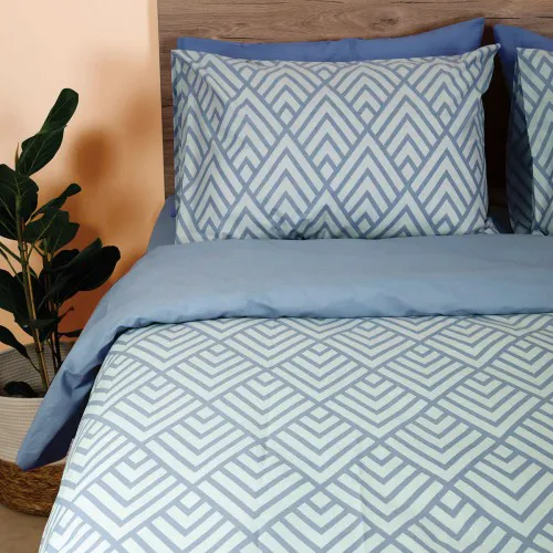 Σετ Σεντόνια Cotton Feelings 2036 Blue Υπέρδιπλο (235x270)