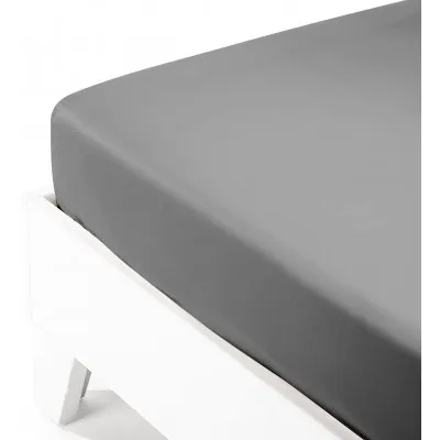 Κατωσέντονο Satin με λάστιχο Dark Grey Διπλό (160x200 35)