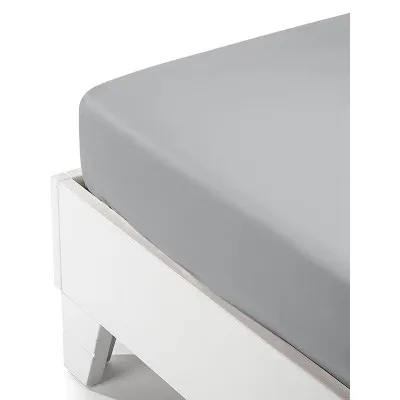 Κατωσέντονο Satin με λάστιχο Light Grey Διπλό (160x200 35)