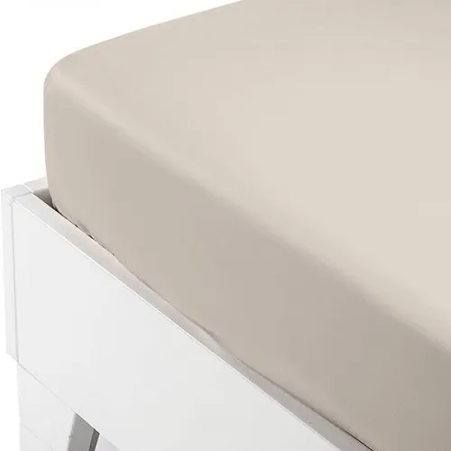 Κατωσέντονο Satin με λάστιχο Beige Υπέρδιπλο (180x200 35)