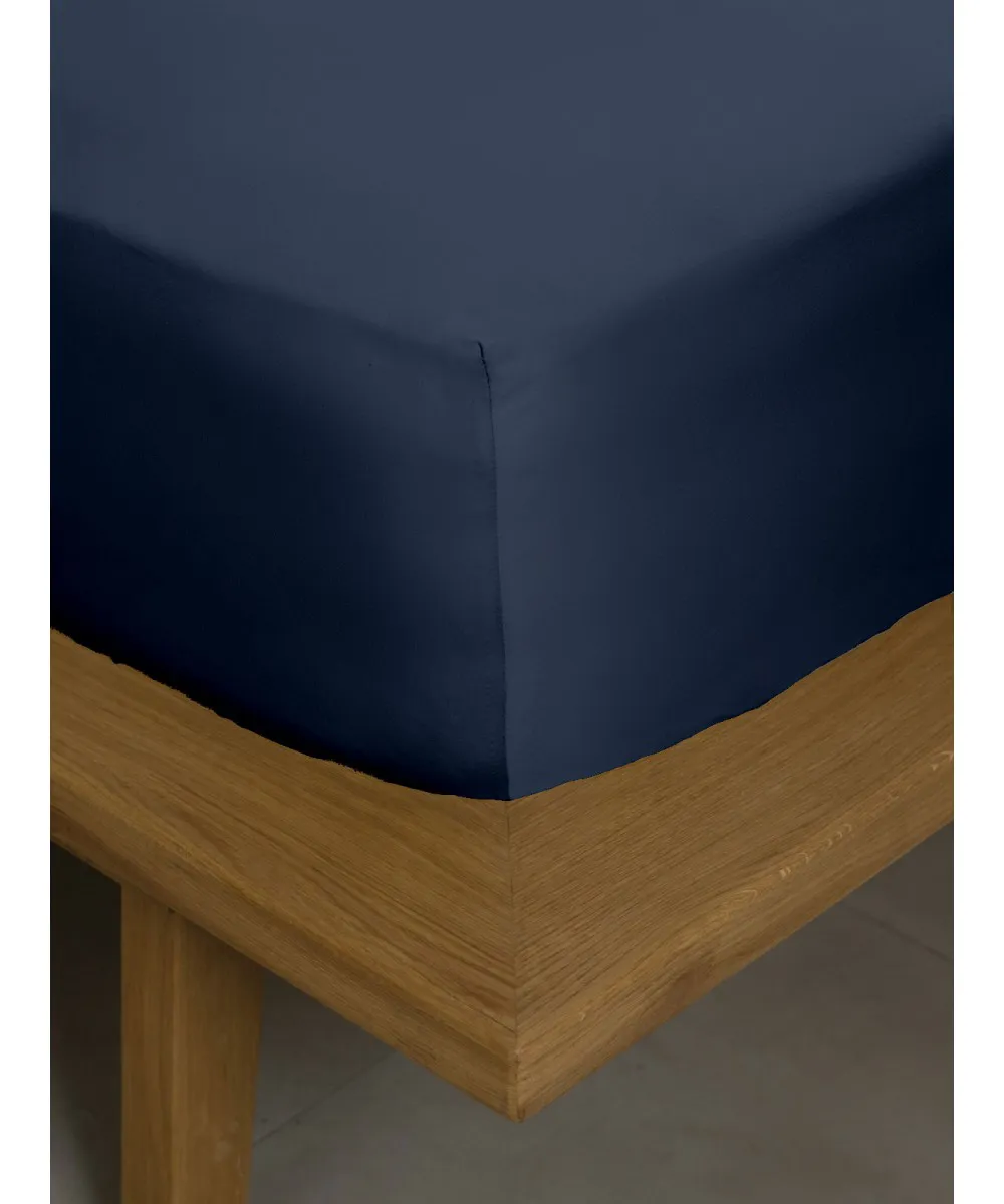 Σετ Σεντόνια Βαμβακοσατέν Omnia μονόχρωμα Blue King Size (280x300)