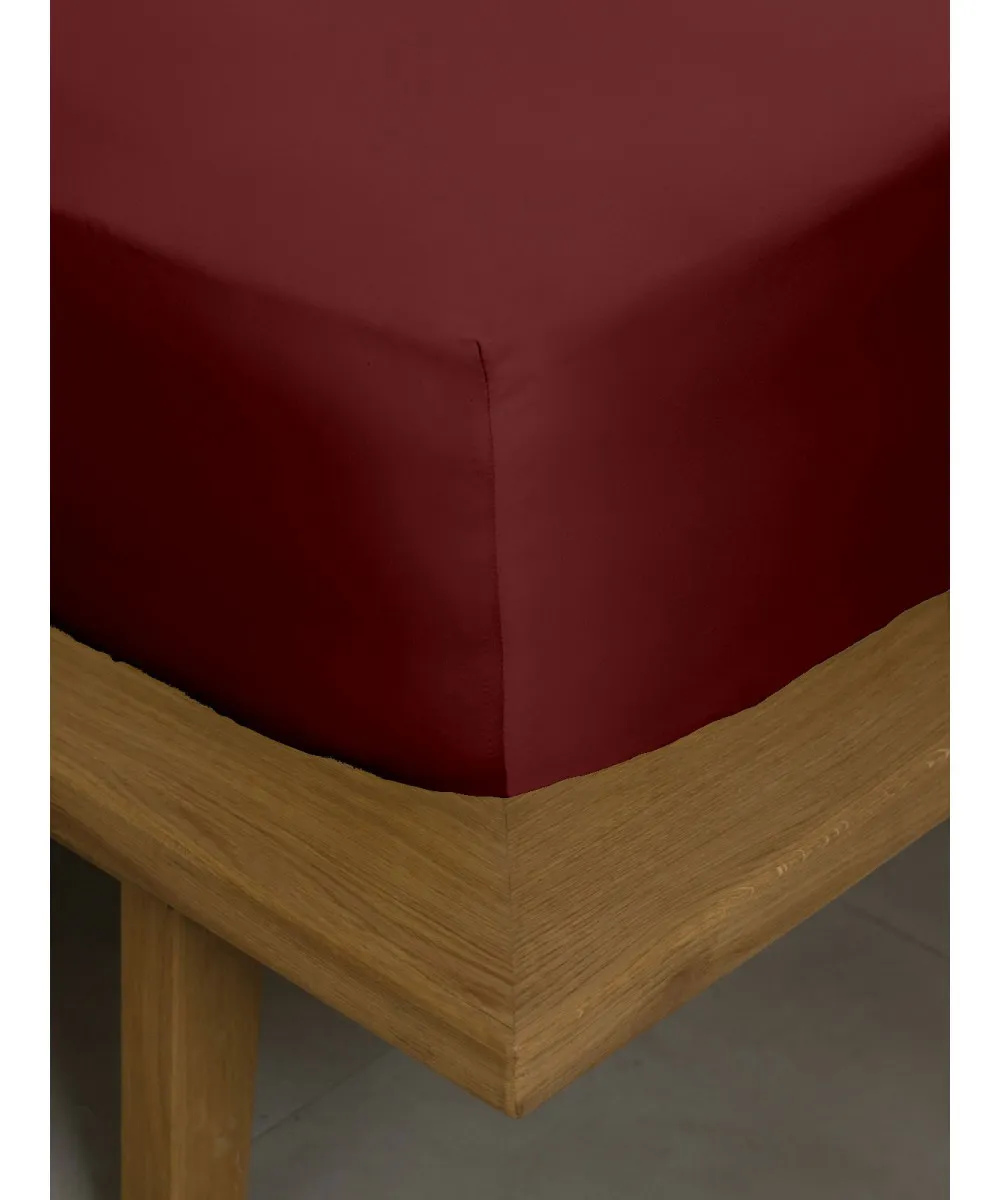 Σετ Σεντόνια Βαμβακοσατέν Omnia μονόχρωμα Bordeaux King Size (280x300)