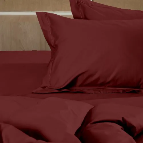 Σετ Σεντόνια Βαμβακοσατέν Omnia μονόχρωμα Bordeaux King Size (280x300)