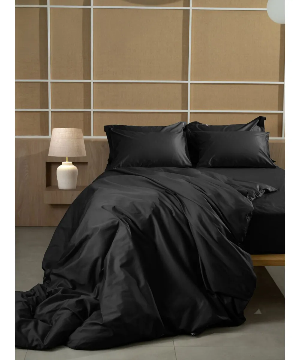 Σετ Σεντόνια Βαμβακοσατέν Omnia μονόχρωμα Black King Size (280x300)