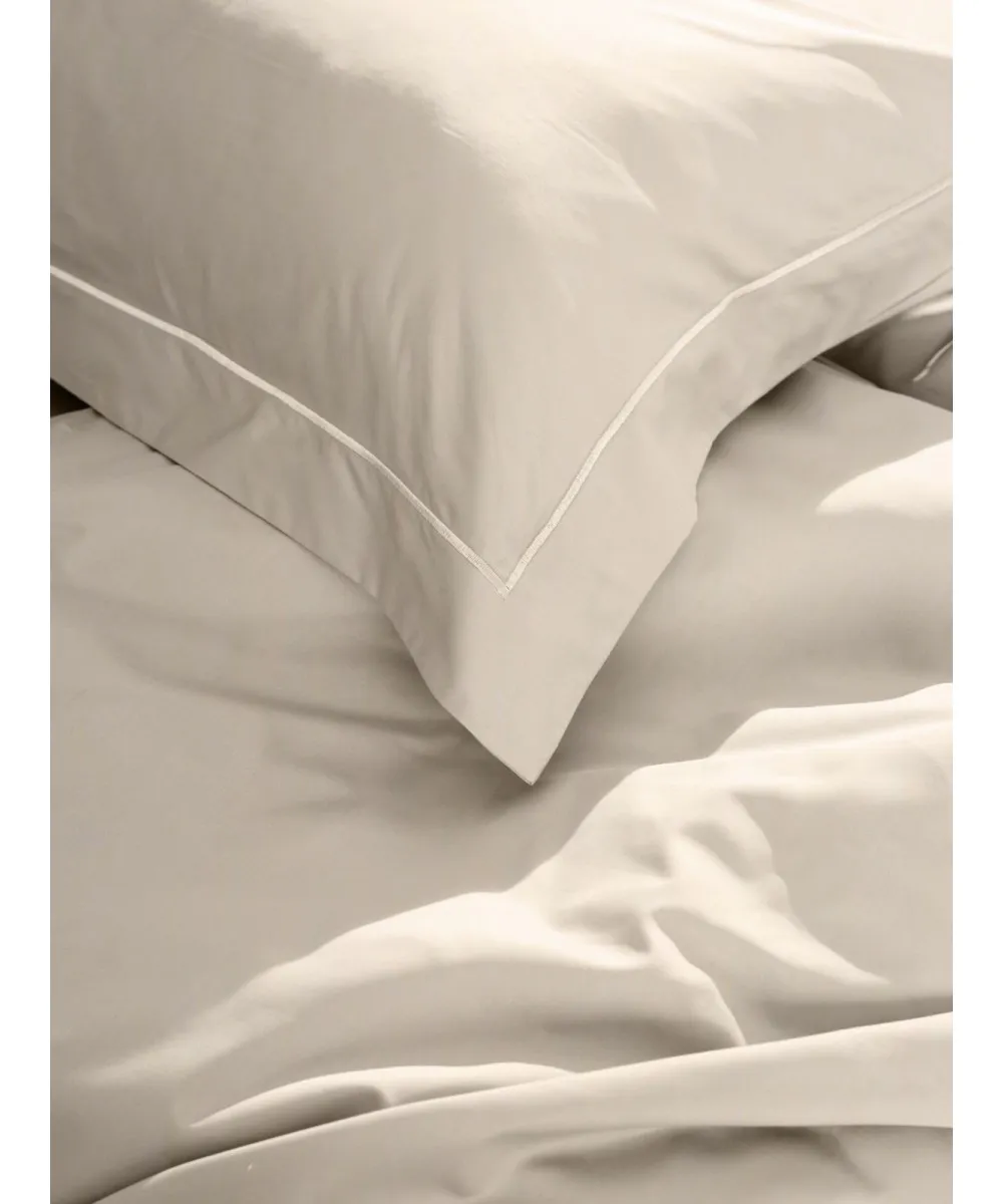 Σετ Σεντόνια Βαμβακοσατέν Omnia μονόχρωμα Beige King Size (280x300)
