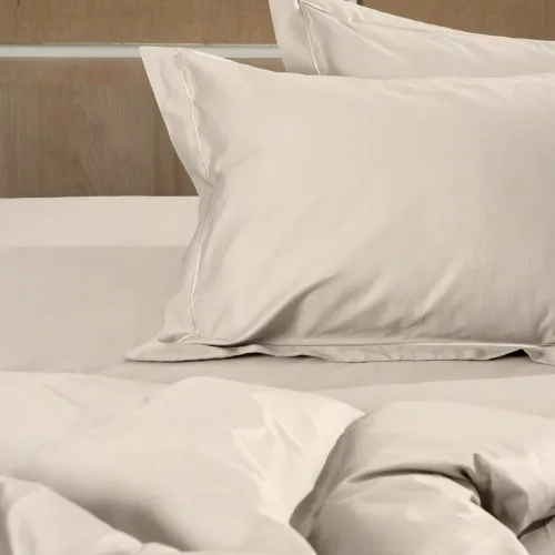 Σετ Σεντόνια Βαμβακοσατέν Omnia μονόχρωμα Beige King Size (280x300)