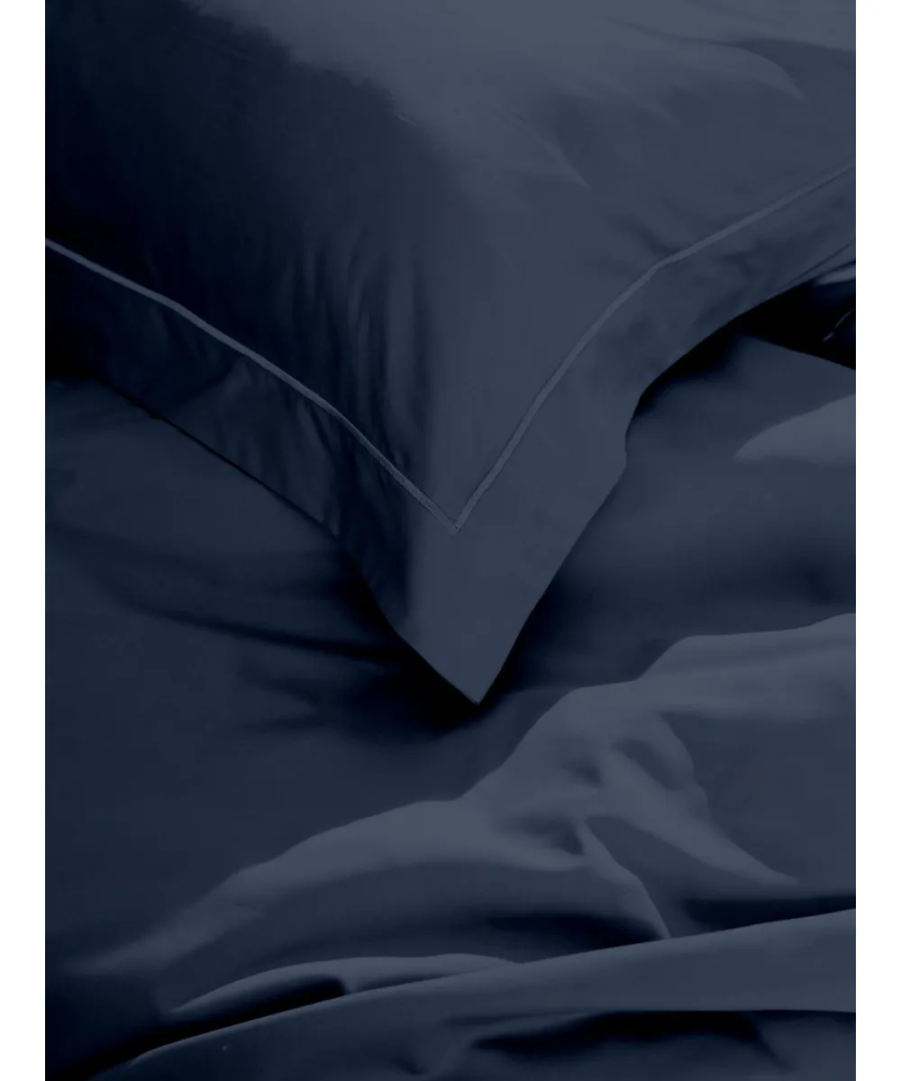 Κατωσέντονο Βαμβακοσατέν Omnia με λάστιχο Blue Υπέρδιπλο (180x200 40)
