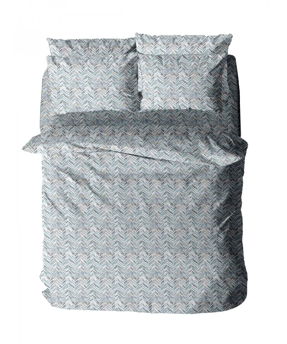 Σετ Σεντόνια Menta Εμπριμέ 460 Blue Διπλό (200x260)