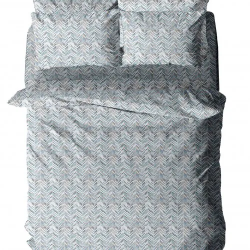 Σετ Σεντόνια Menta Εμπριμέ 460 Blue Διπλό (200x260)