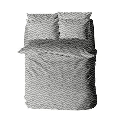 Σετ Σεντόνια Menta Εμπριμέ 500 Grey Διπλό (200x260)