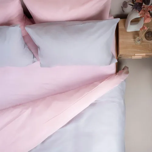Σετ Σεντόνια Menta 205 Grey-Pink Διπλό με λάστιχο (150x200 30)
