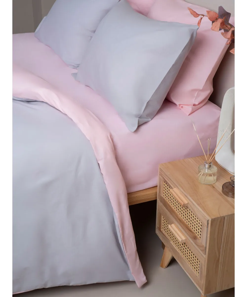 Σετ Σεντόνια Menta 205 Grey-Pink Διπλό με λάστιχο (150x200 30)