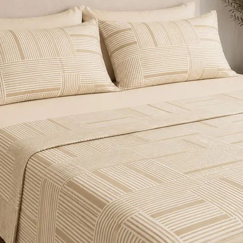 Σετ Σεντόνια Menta Εμπριμέ 600 Grey Διπλό (200x260)