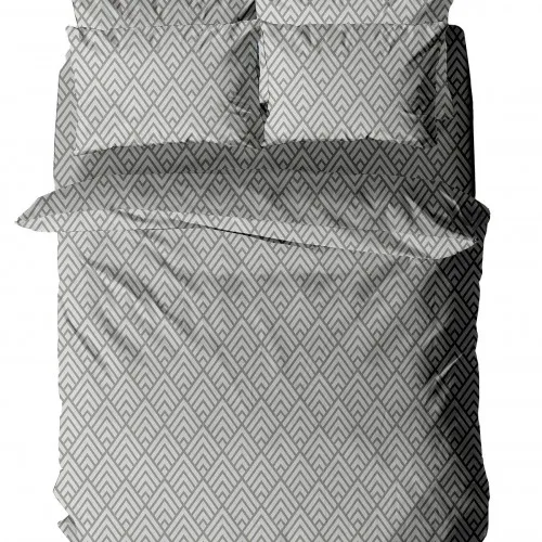 Σετ Σεντόνια Menta Εμπριμέ 500 Grey Μονό με λάστιχο (100x200 30)