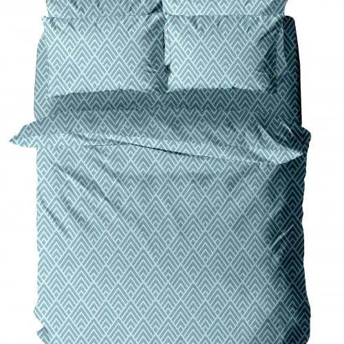 Σετ Σεντόνια Menta Εμπριμέ 500 Blue Μονό με λάστιχο (100x200 30)