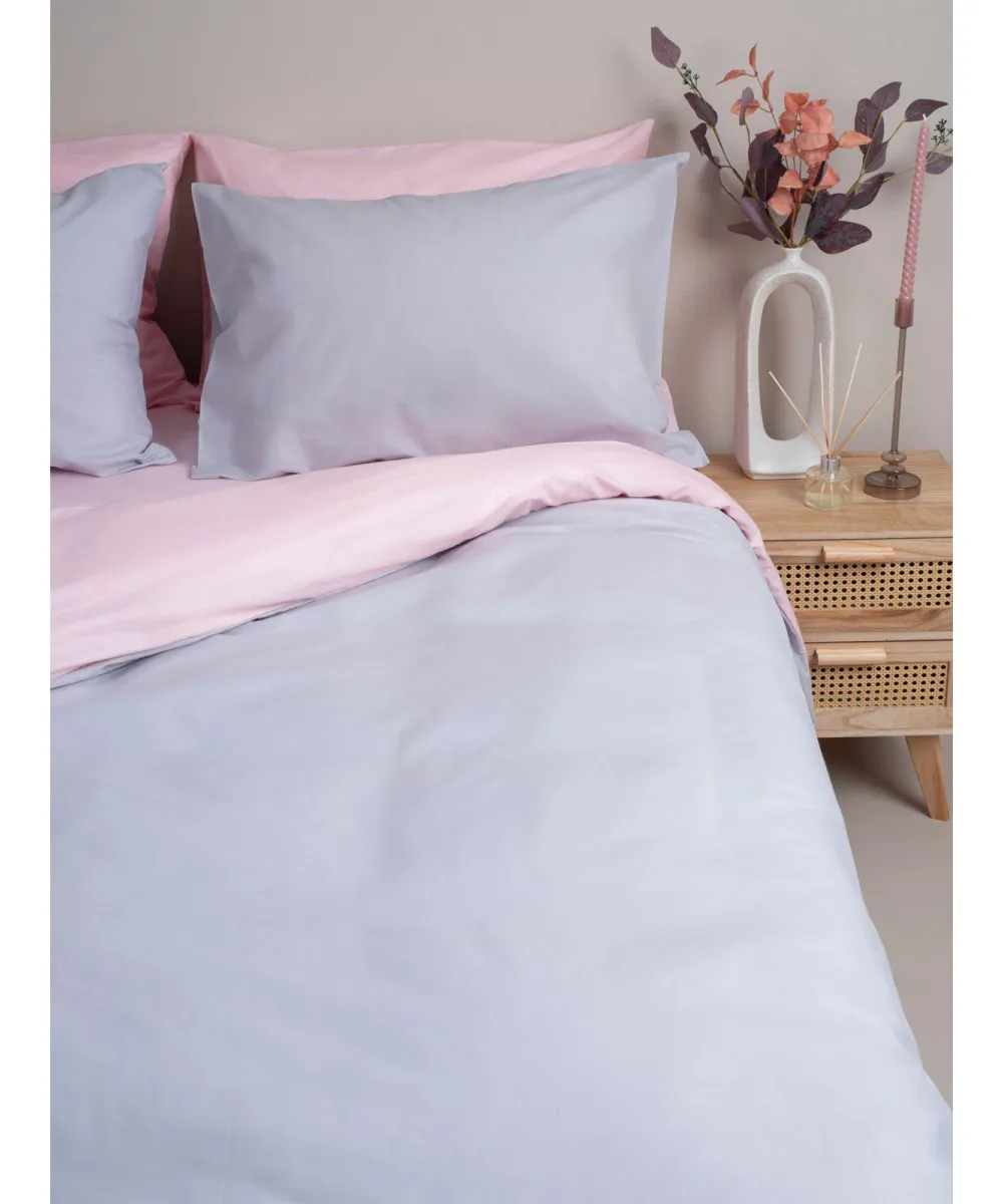 Σετ Σεντόνια Menta 205 Grey-Pink Υπέρδιπλο με λάστιχο (170x200 30)