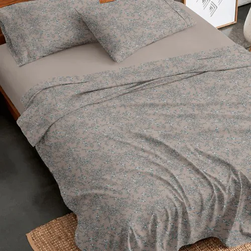 Σετ Σεντόνια Flannel 928 Beige Μονό με λάστιχο(105x205 30)