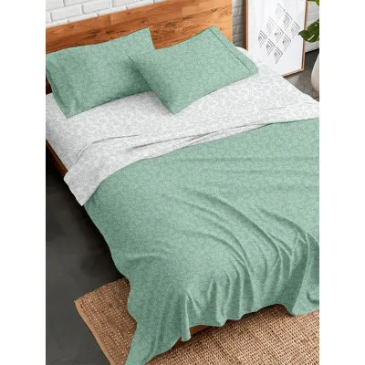 Σετ Σεντόνια Flannel 2052 Aqua Μονό με λάστιχο(105x205 30)