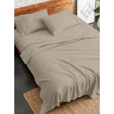 Σετ Σεντόνια Flannel 2064 Beige Μονό με λάστιχο(105x205 30)