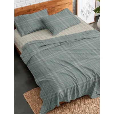 Σετ Σεντόνια Flannel 2066 Grey Μονό (160x260)