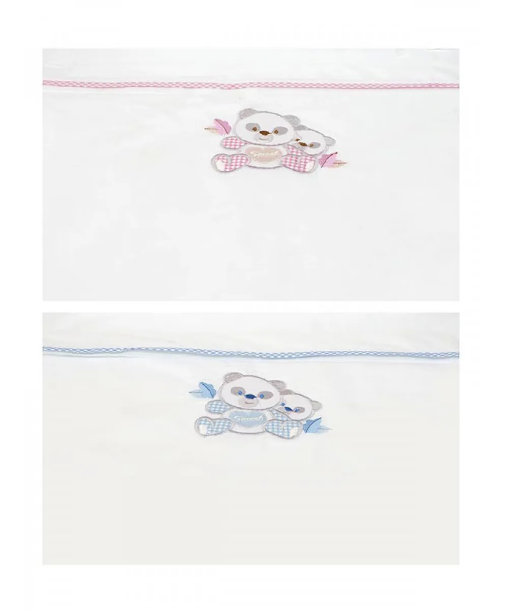 Σεντόνια κεντητά κούνιας Panda 02 Pink Κούνιας