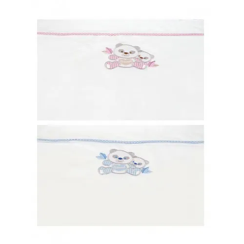Σεντόνια κεντητά κούνιας Panda 02 Pink Κούνιας