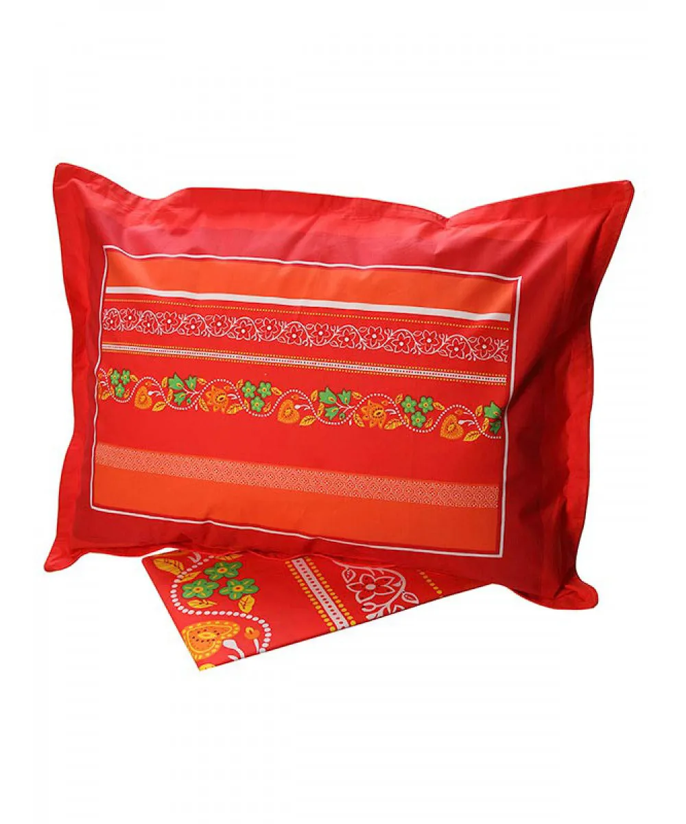 Σετ Σεντόνια Cotton Feelings εμπριμέ 4674 Red Μονό (160x260)
