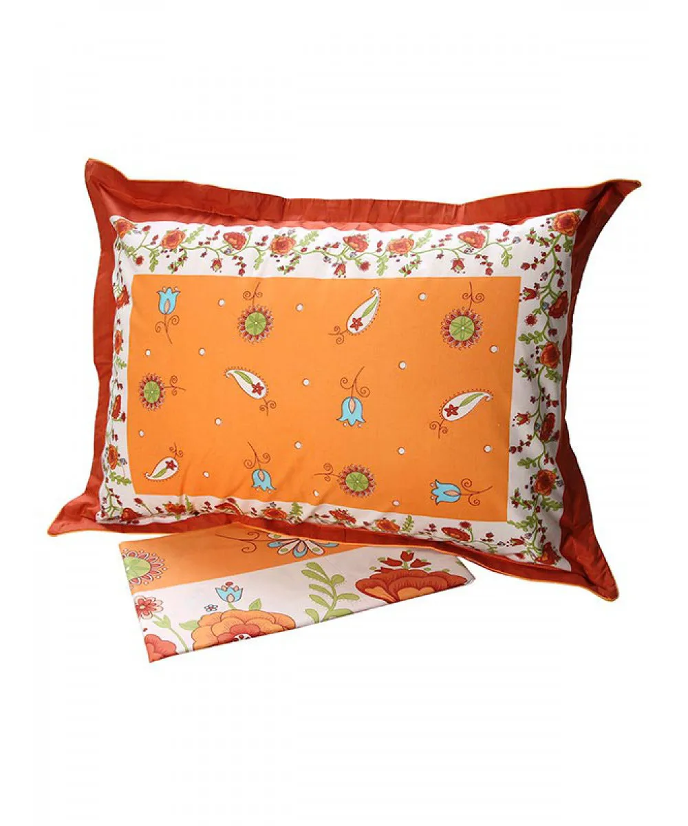 Σετ Σεντόνια Cotton Feelings εμπριμέ 4675 Orange Μονό (160x260)
