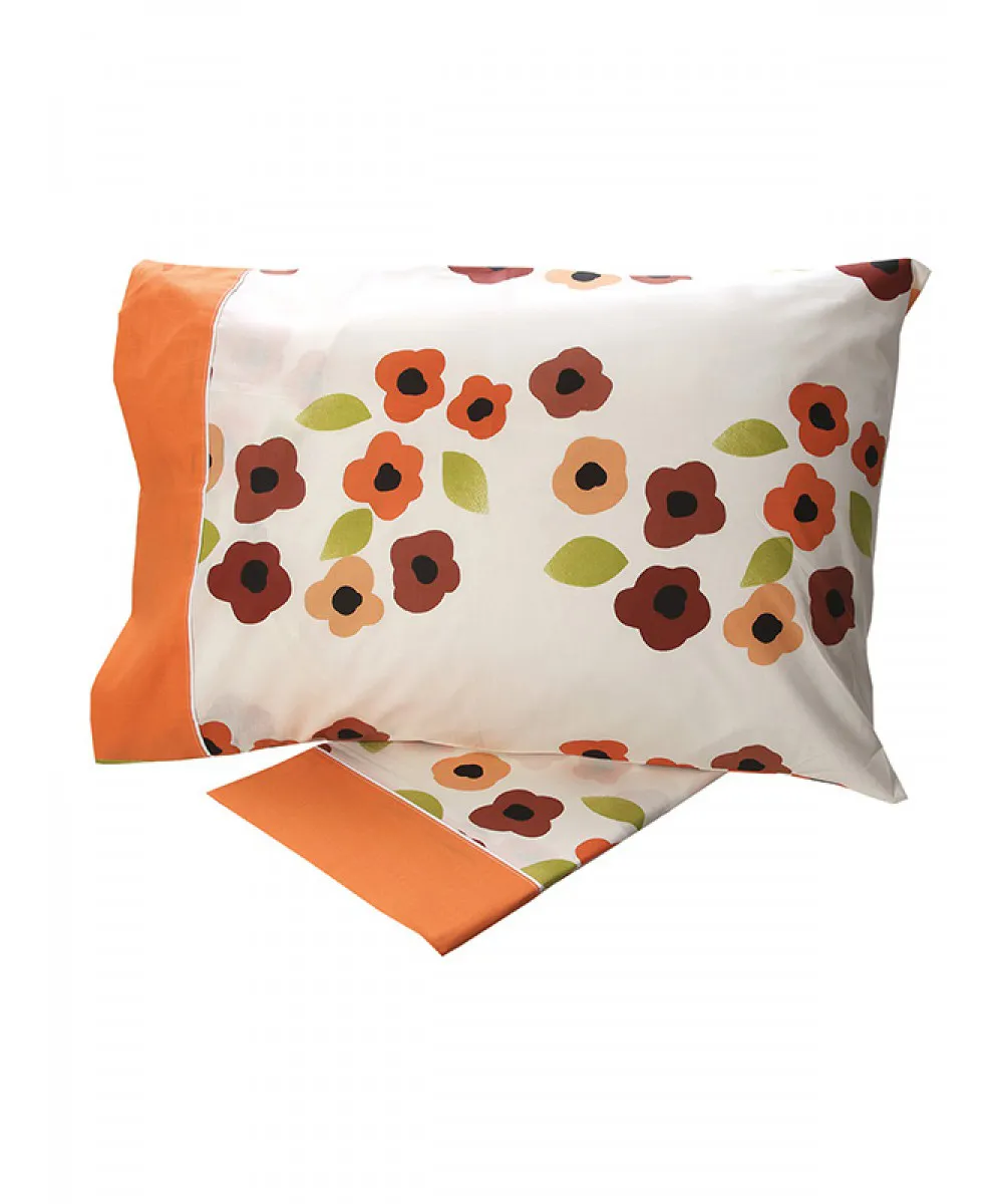 Σετ Σεντόνια Cotton Feelings εμπριμέ 529 Orange Μονό (160x260)