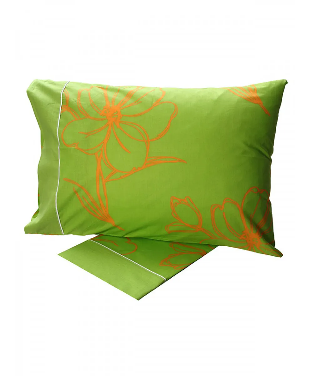 Σετ Σεντόνια Cotton Feelings εμπριμέ 537 Green Μονό (160x260)
