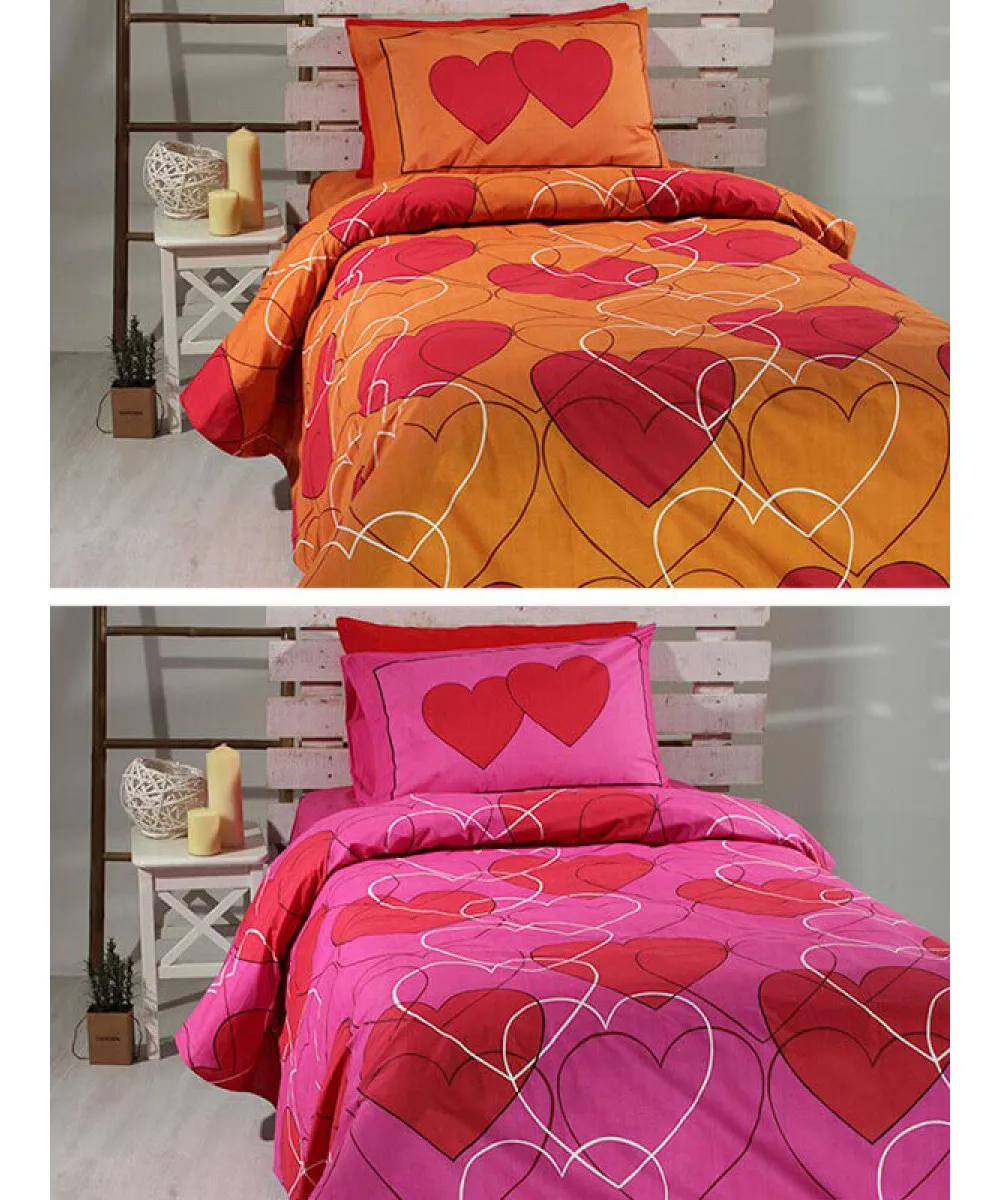Σετ Σεντόνια Cotton Feelings εμπριμέ 910 Orange Μονό (165x270)