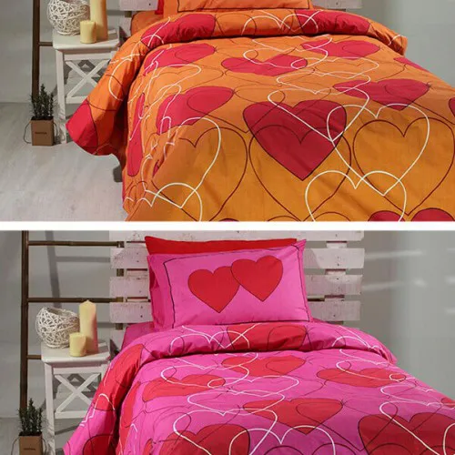 Σετ Σεντόνια Cotton Feelings εμπριμέ 910 Orange Μονό (165x270)