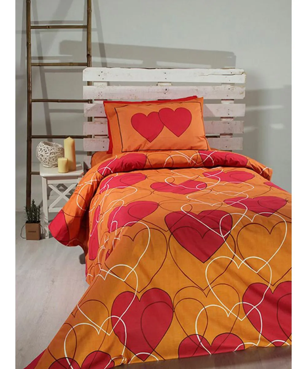 Σετ Σεντόνια Cotton Feelings εμπριμέ 910 Orange Μονό (165x270)