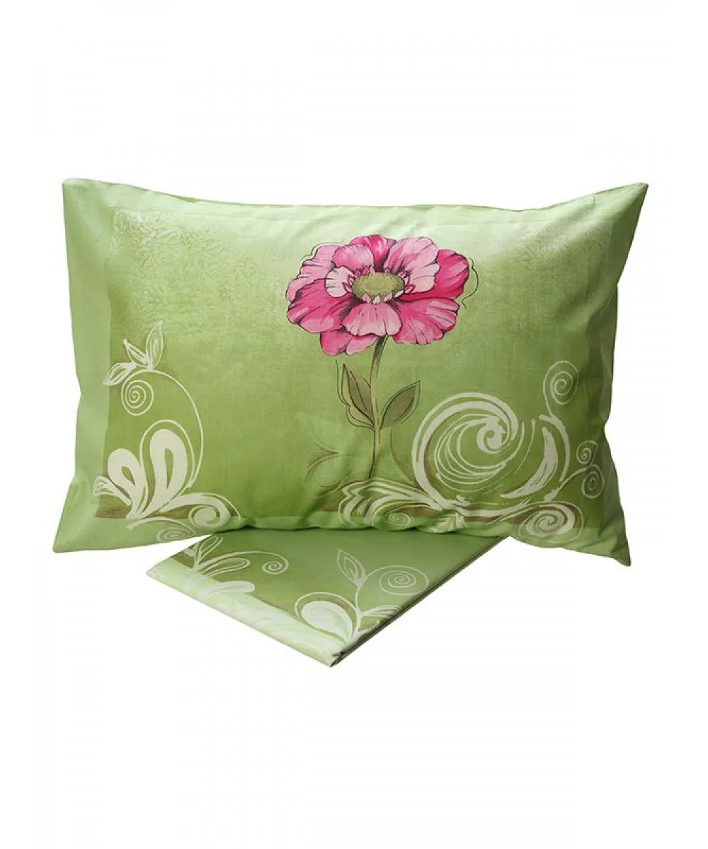Σετ Σεντόνια Cotton Feelings εμπριμέ 947 Green Μονό (160x260)