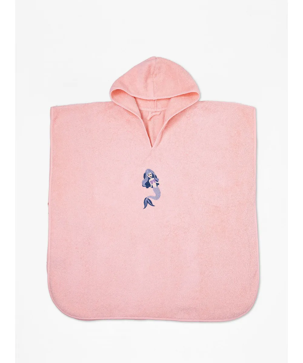 Fluffy Κεντητό Πόντσο Pink one size