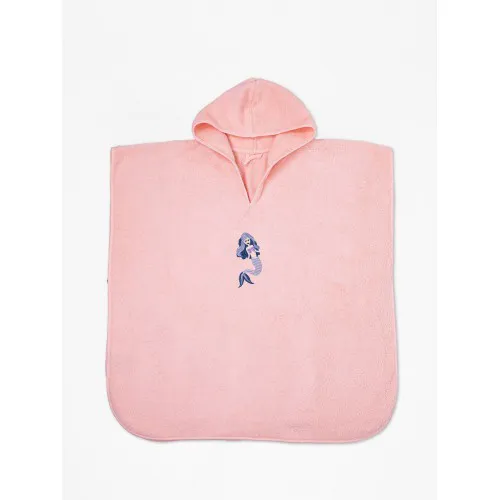 Fluffy Κεντητό Πόντσο Pink one size