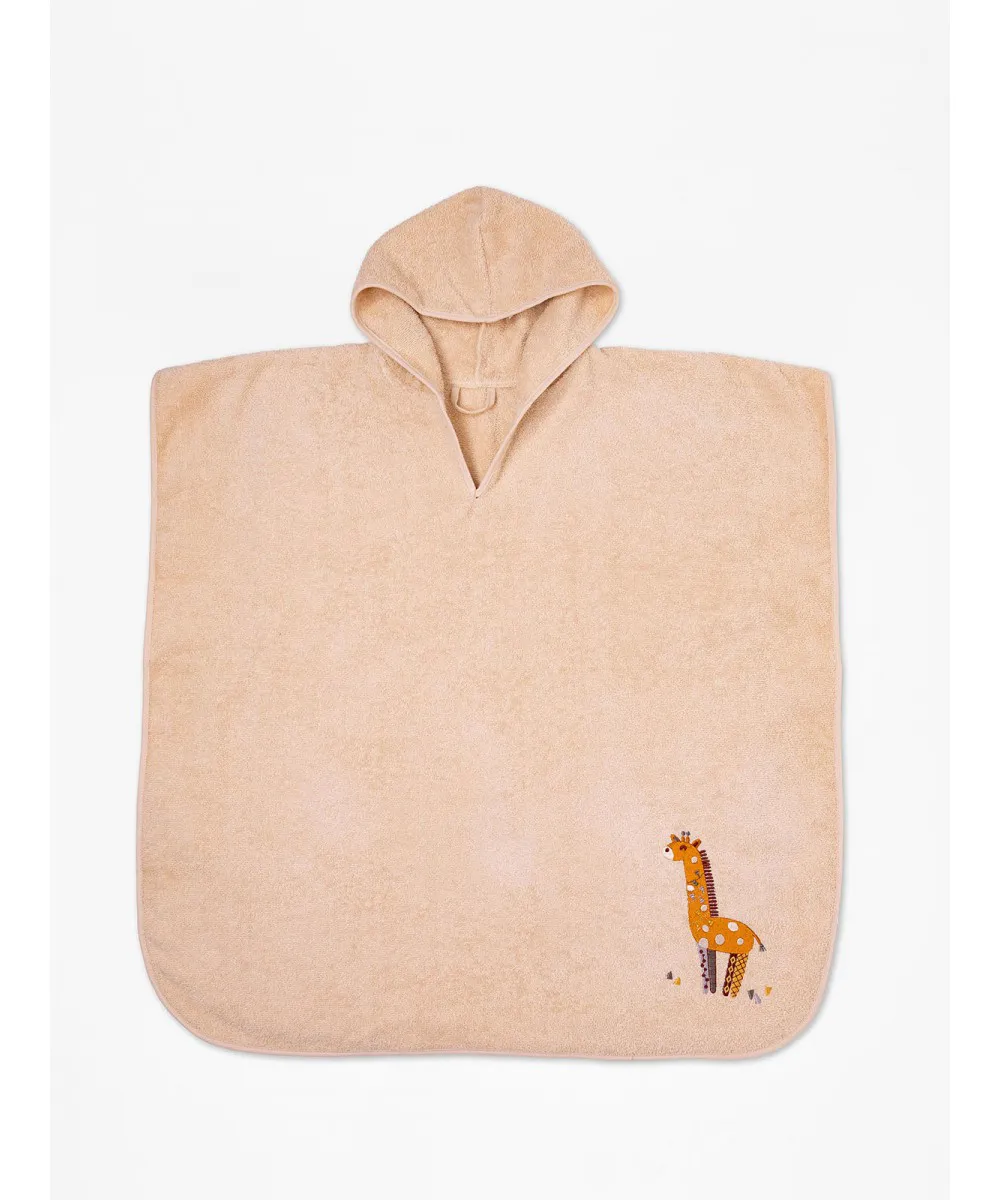 Fluffy Κεντητό Πόντσο Beige one size