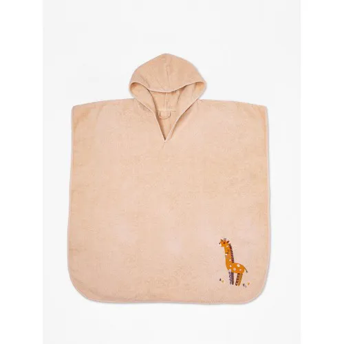Fluffy Κεντητό Πόντσο Beige one size