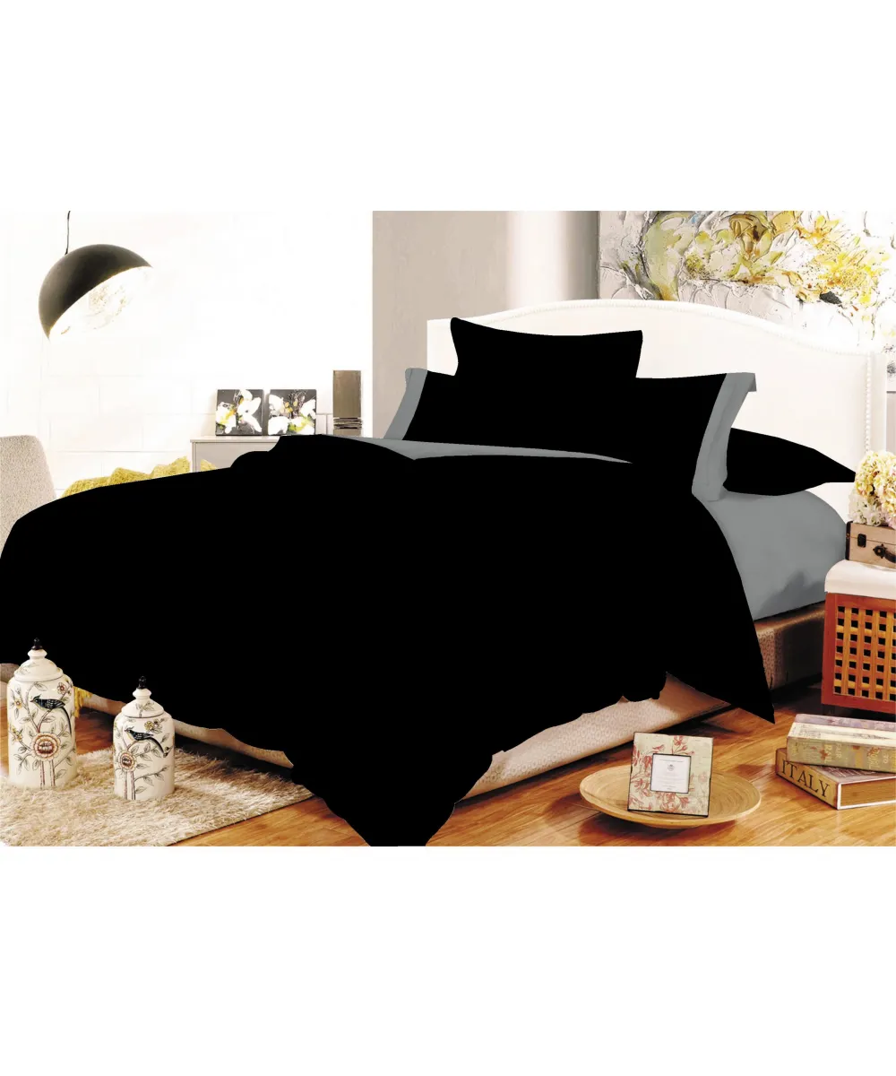 Σετ Σεντόνια ΚΟΜΒΟΣ Cotton Line Black - Grey Μονόχρωμα με Φάσα Μονά 160x240 Σετ Σεντόνια ΚΟΜΒΟΣ Cotton Line Black - Grey Μονόχρωμα με Φάσα Μονά 160x240