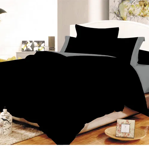 Σετ Σεντόνια ΚΟΜΒΟΣ Cotton Line Black - Grey Μονόχρωμα με Φάσα Μονά 160x240