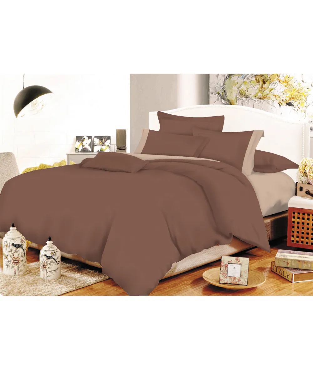 Σετ Σεντόνια ΚΟΜΒΟΣ Cotton Line Brown - Beige Μονόχρωμα με Φάσα Μονά 160x240 Σετ Σεντόνια ΚΟΜΒΟΣ Cotton Line Brown - Beige Μονόχρωμα με Φάσα Μονά 160x240