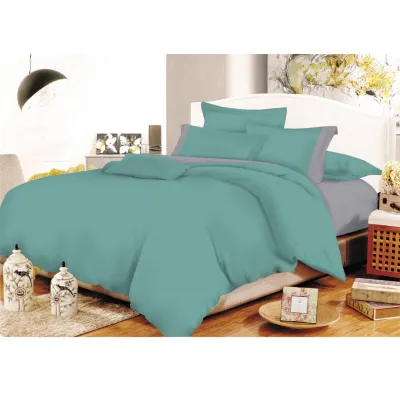 Σετ Σεντόνια ΚΟΜΒΟΣ Cotton Line Petrol - Grey Μονόχρωμα με Φάσα Μονά με λάστιχο 100x200 20