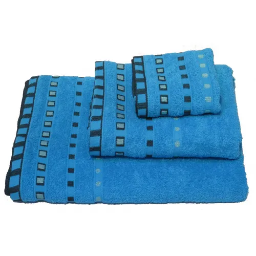Πετσέτα ΚΟΜΒΟΣ Πεννιέ 450γρ/μ2 Πουά Ζακάρ Τυρκουάζ Σώματος 70x140