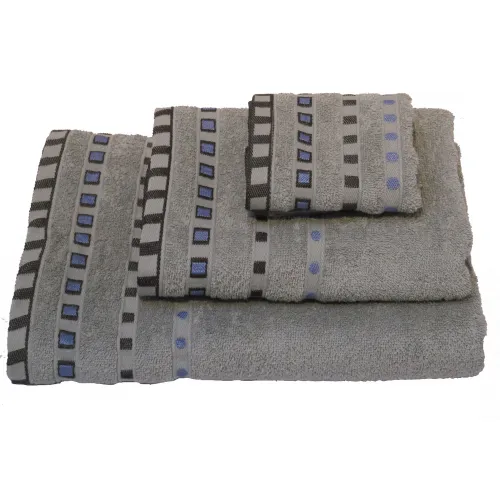Σετ Πετσέτες 3 τμχ ΚΟΜΒΟΣ Πεννιέ 450γρ/μ2 Πουά Ζακάρ Γκρι (30x50, 50x90, 70x140)