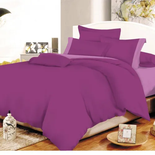 Σετ Σεντόνια ΚΟΜΒΟΣ Cotton Line Mauve - Lilac Μονόχρωμα με Φάσα Υπέρδιπλα 220x240